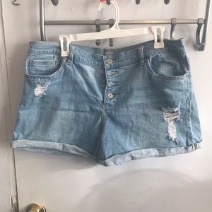 Light Blue Ripped Jean Short